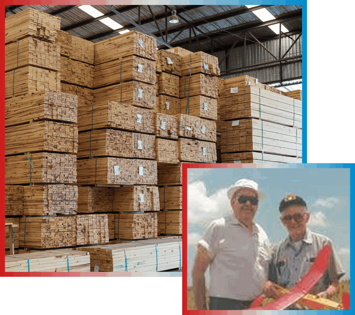 Stacks of lumber in warehouse