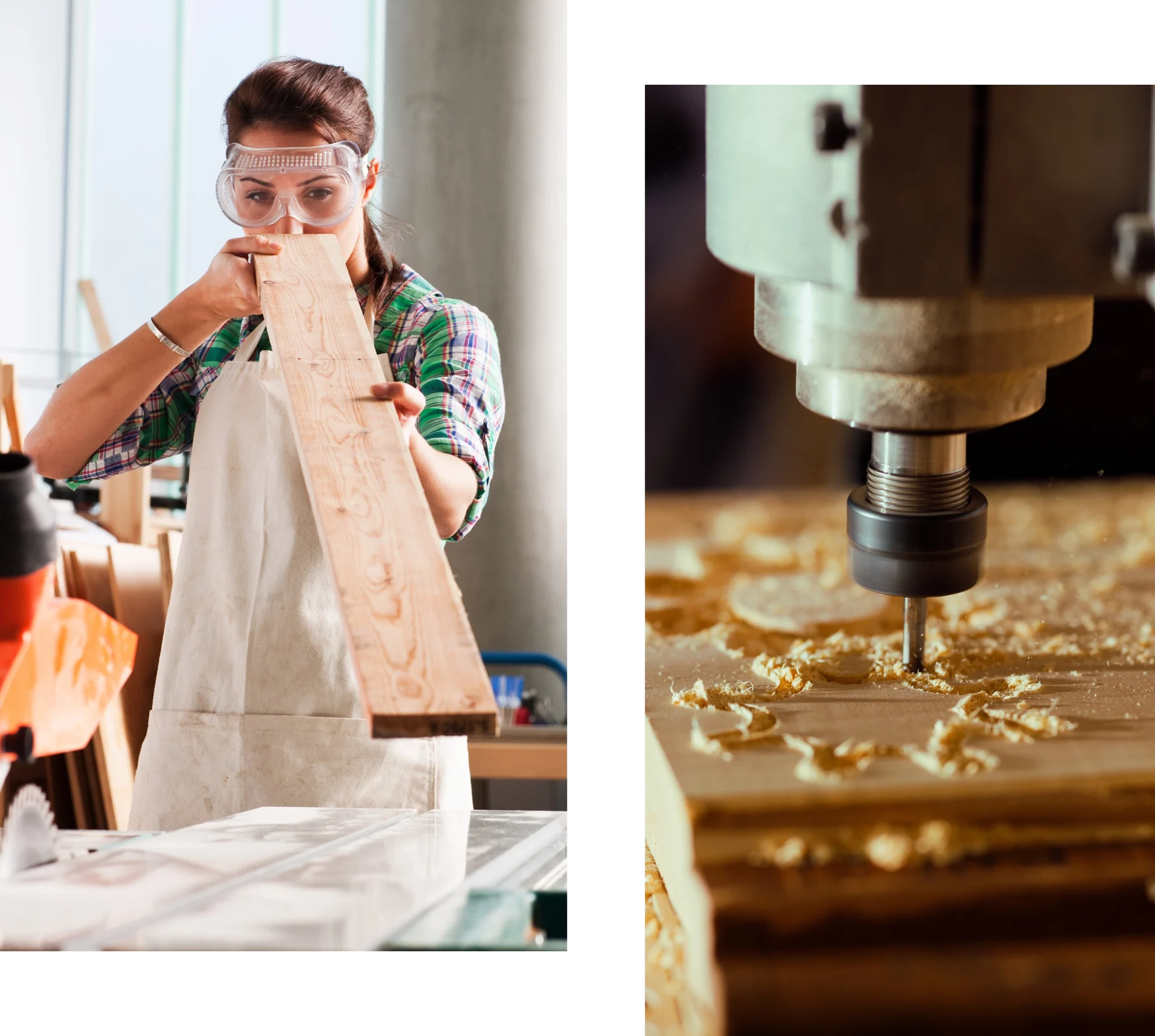 Close-up of wood drilling machine